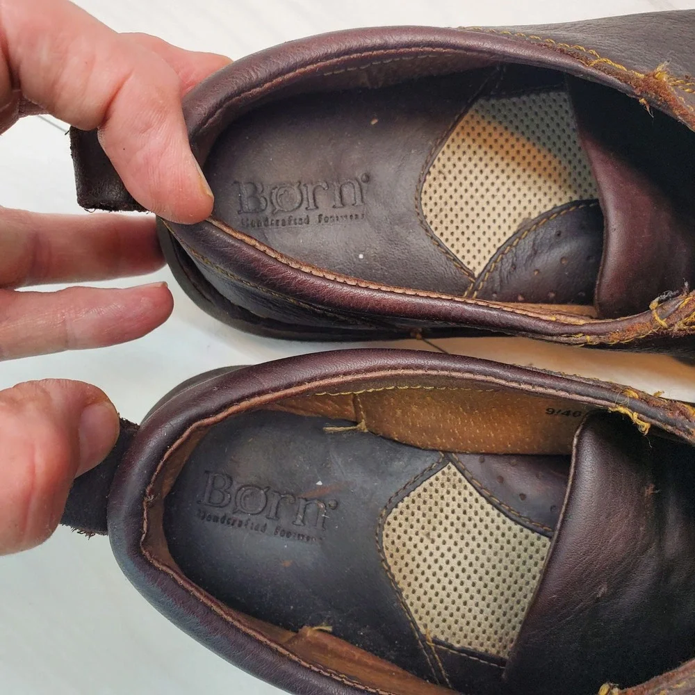 Born Brown Leather Lace-Up Flats